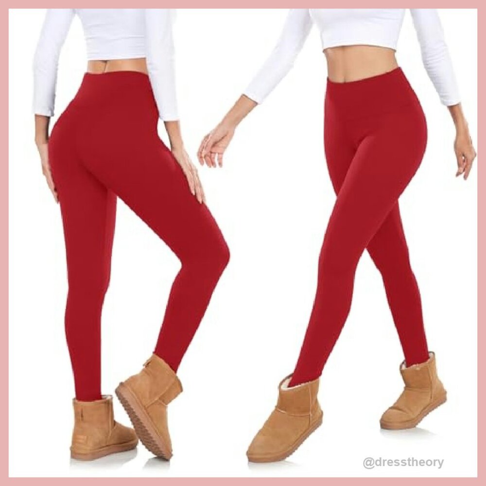 Thick Fleece Lined Thermal Leggings High Waisted Tummy Control Yoga Pants - Picture 3 of 7